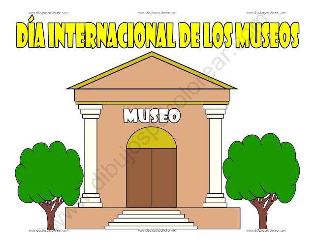 Día Internacional de los Museos dibujo a color y para colorear